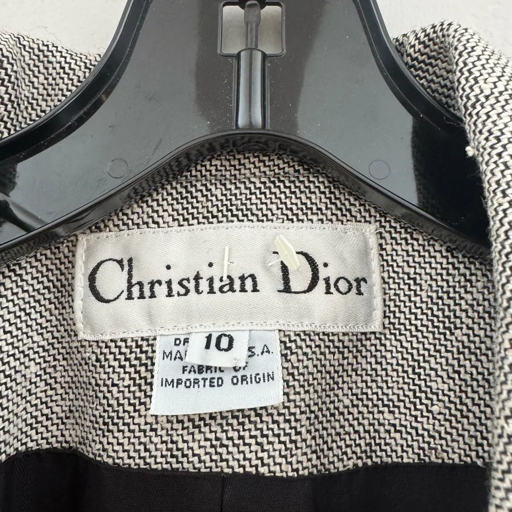 Dior Double-Breasted Gray Tweed Blazer with Gold Buttons